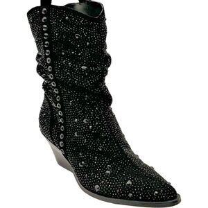 Jessica Simpson Zellya Black Studded Heeled Boots